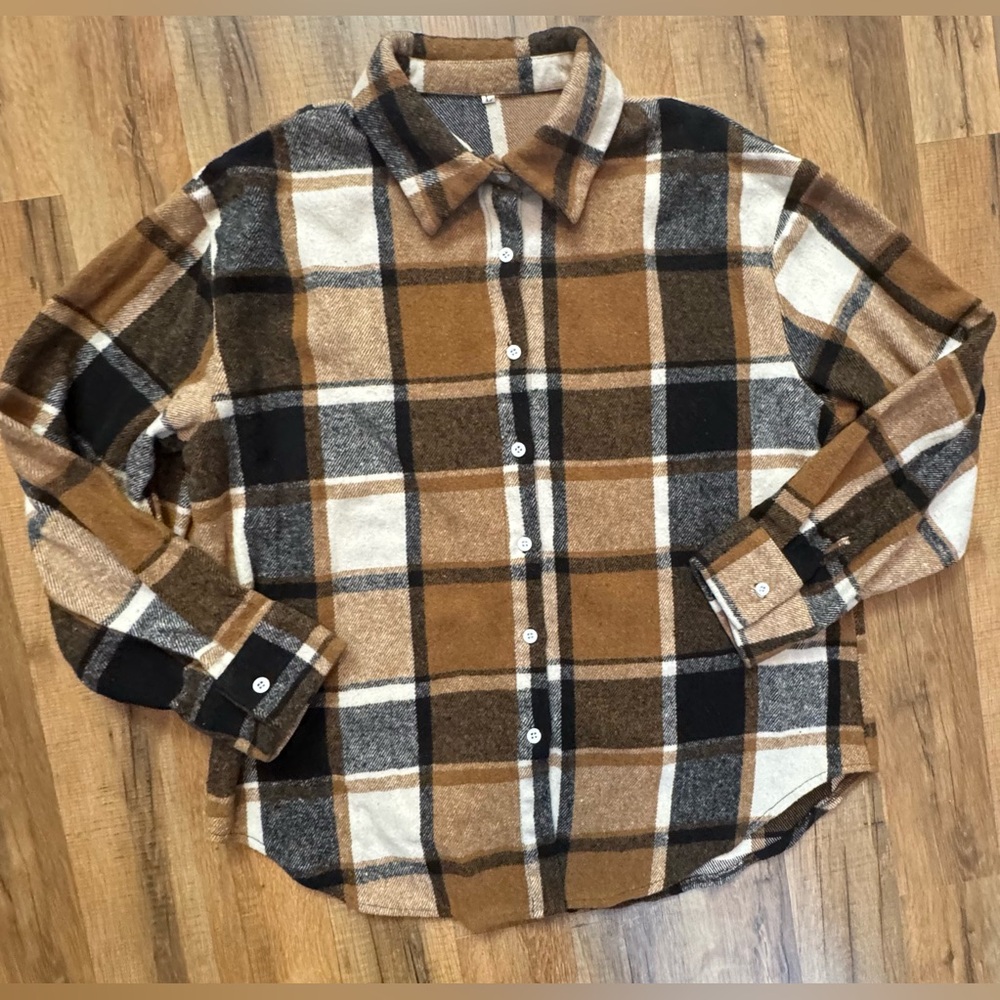 Women’s Plaid shacket Shirt - Brown and Black